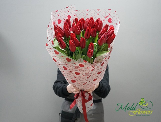 Bouquet of burgundy tulips photo